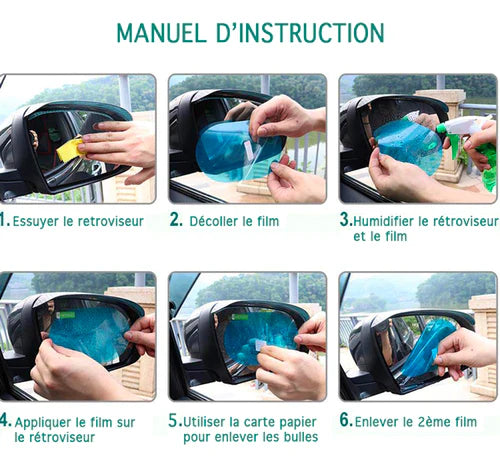 Lot de 2 Films Anti-Pluie et Buée pour Voiture